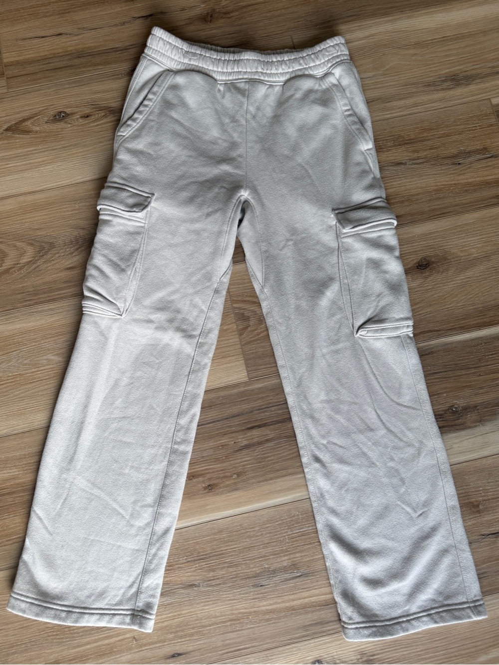Gap Girls Cargo Sweatpants Wide-Leg Fleece Drawstring Waist Tan BTS Size 12 XL